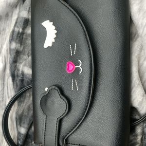 💥💥 👜👜Betsey Johnson Hide and Seek 😸😺 Cat Purse Crossbody Bag  Black